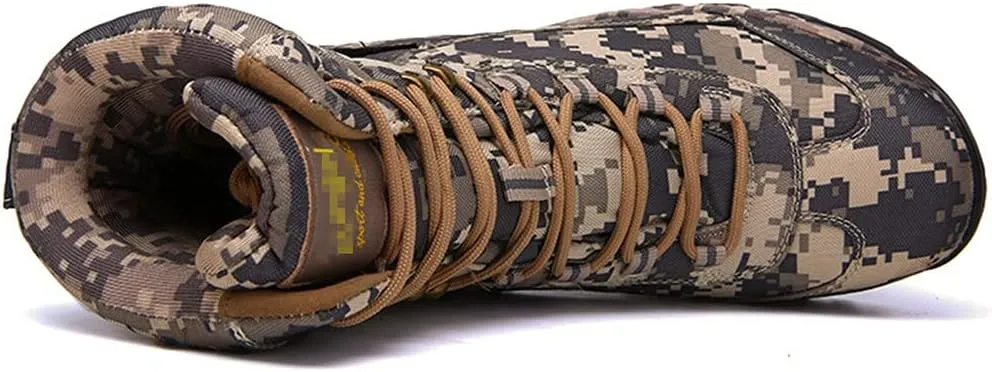 Mens Outdoor Hiking Tactical Boots, Winter Army Sport Trekking Climbing Athletic Camouflage Shoes
