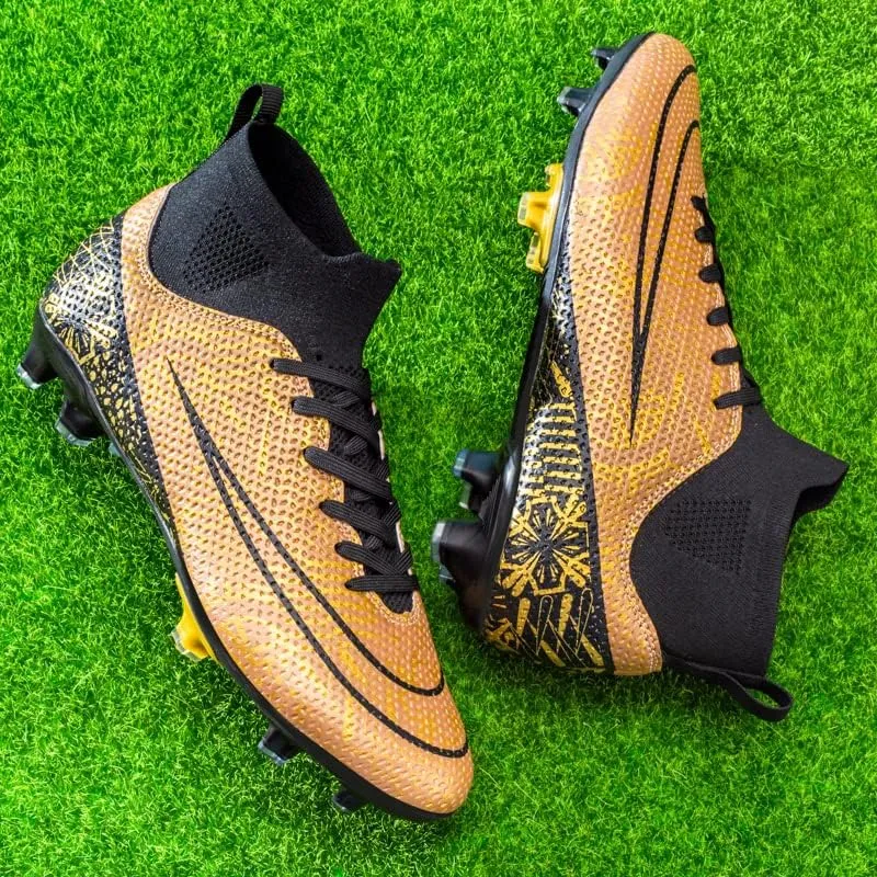 Mens Soccer Boots High-top Football Shoes Cleats Spike Shoes Sneaker Comfortable Adults Athletic Outdoor Indoor Competition Training Shoes Size 4.5-11