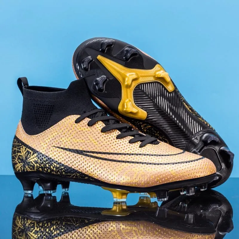 Mens Soccer Boots High-top Football Shoes Cleats Spike Shoes Sneaker Comfortable Adults Athletic Outdoor Indoor Competition Training Shoes Size 4.5-11