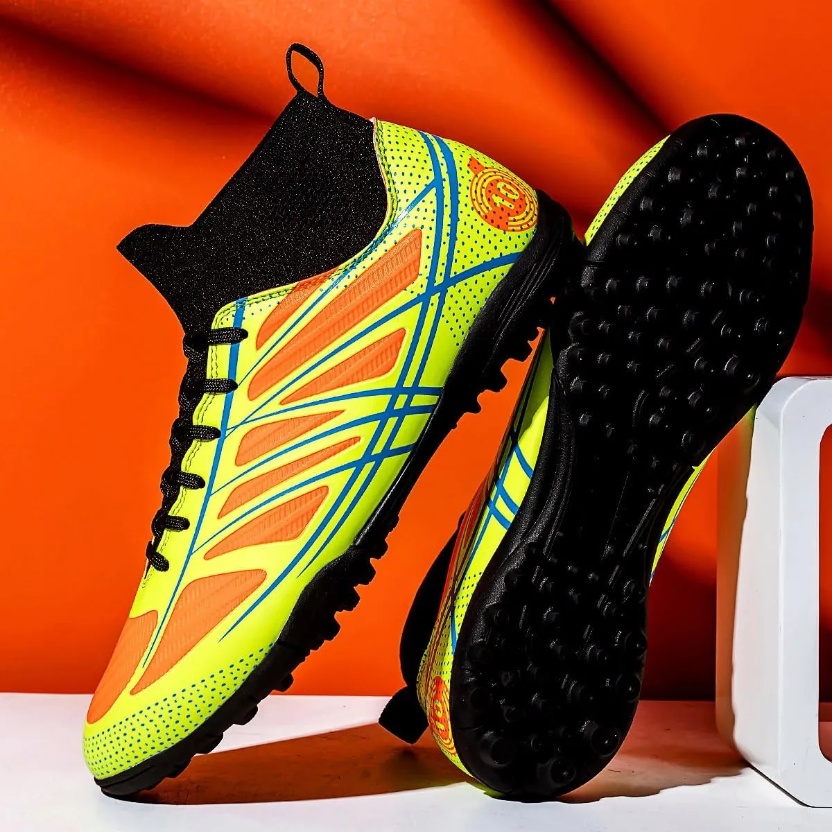 Mens Soccer Shoes Cleats Football Boots Professional Training Outdoor Indoor Sneaker High-Top Spike Breathable Athletic
