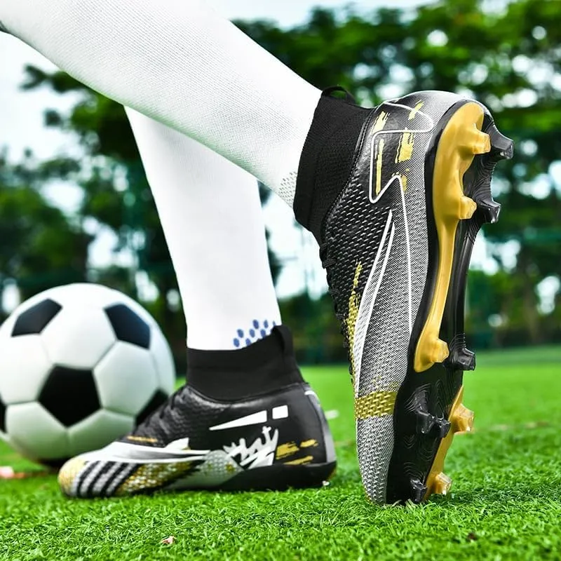 Men's Soccer Shoes - Football Cleats, High-Top, Lace-Up, Non-Slip Spikes for Indoor & Outdoor Sports, Ideal for Athletic Pursuits Like Baseball & Lacrosse, Sneaker Style