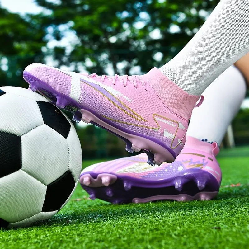 Men's Soccer Shoes - Football Cleats, High-Top, Lace-Up, Non-Slip Spikes for Indoor & Outdoor Sports, Ideal for Athletic Pursuits Like Baseball & Lacrosse, Sneaker Style