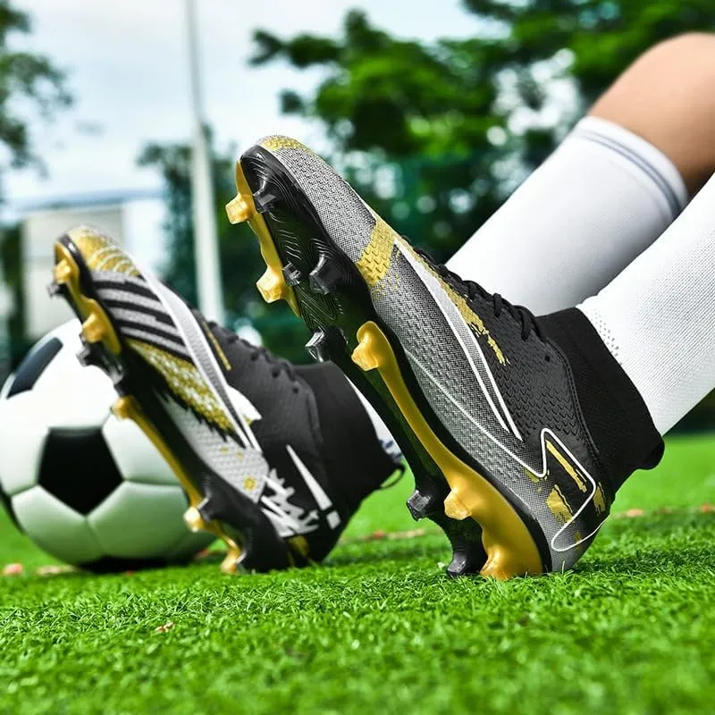 Men's Soccer Shoes - Football Cleats, High-Top, Lace-Up, Non-Slip Spikes for Indoor & Outdoor Sports, Ideal for Athletic Pursuits Like Baseball & Lacrosse, Sneaker Style