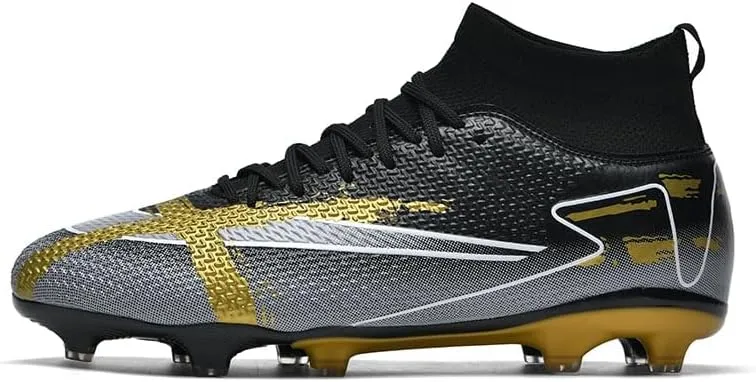 Men's Soccer Shoes - Football Cleats, High-Top, Lace-Up, Non-Slip Spikes for Indoor & Outdoor Sports, Ideal for Athletic Pursuits Like Baseball & Lacrosse, Sneaker Style