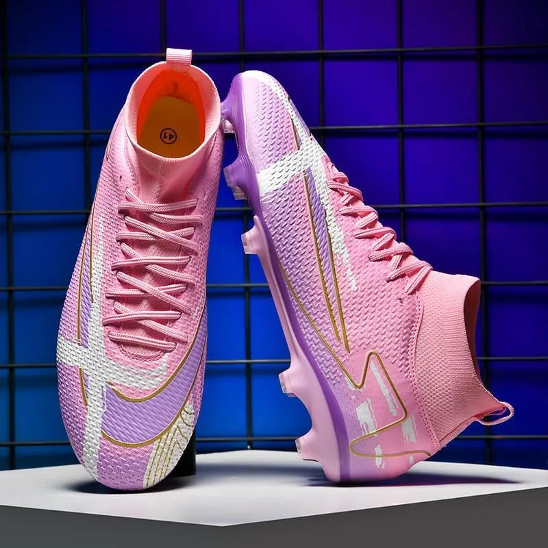 Men's Soccer Shoes - Football Cleats, High-Top, Lace-Up, Non-Slip Spikes for Indoor & Outdoor Sports, Ideal for Athletic Pursuits Like Baseball & Lacrosse, Sneaker Style