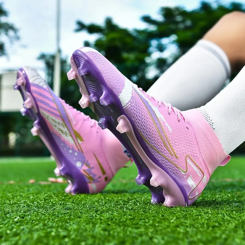 Men's Soccer Shoes - Football Cleats, High-Top, Lace-Up, Non-Slip Spikes for Indoor & Outdoor Sports, Ideal for Athletic Pursuits Like Baseball & Lacrosse, Sneaker Style