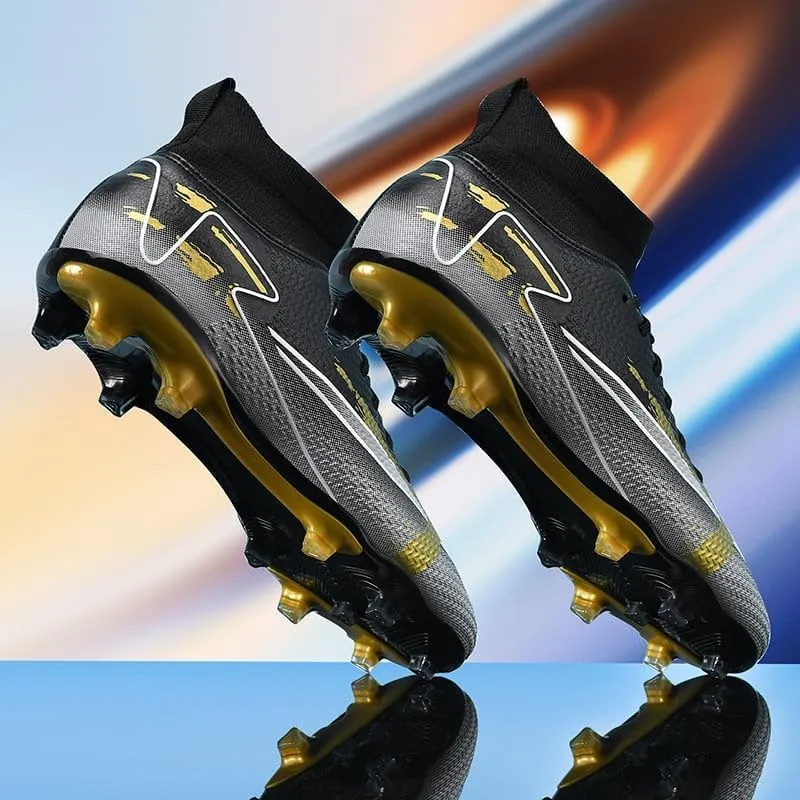 Men's Soccer Shoes - Football Cleats, High-Top, Lace-Up, Non-Slip Spikes for Indoor & Outdoor Sports, Ideal for Athletic Pursuits Like Baseball & Lacrosse, Sneaker Style