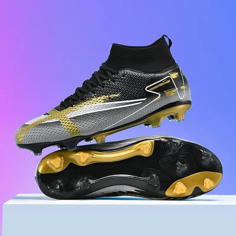 Men's Soccer Shoes - Football Cleats, High-Top, Lace-Up, Non-Slip Spikes for Indoor & Outdoor Sports, Ideal for Athletic Pursuits Like Baseball & Lacrosse, Sneaker Style