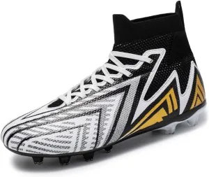 Men's Soccer Shoes Football Cleats High-Tops Lace-Up Non-Slip Spikes AG/FG Sports Athletic Futsal Rugby Baseball Lacrosse Sneaker Shoes Size 4.5-14