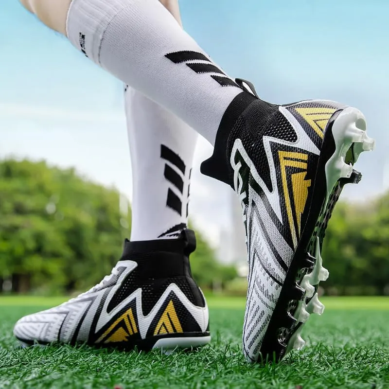 Men's Soccer Shoes Football Cleats High-Tops Lace-Up Non-Slip Spikes AG/FG Sports Athletic Futsal Rugby Baseball Lacrosse Sneaker Shoes Size 4.5-14
