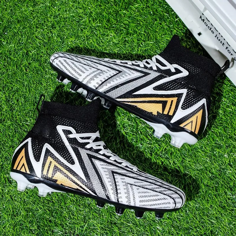 Men's Soccer Shoes Football Cleats High-Tops Lace-Up Non-Slip Spikes AG/FG Sports Athletic Futsal Rugby Baseball Lacrosse Sneaker Shoes Size 4.5-14