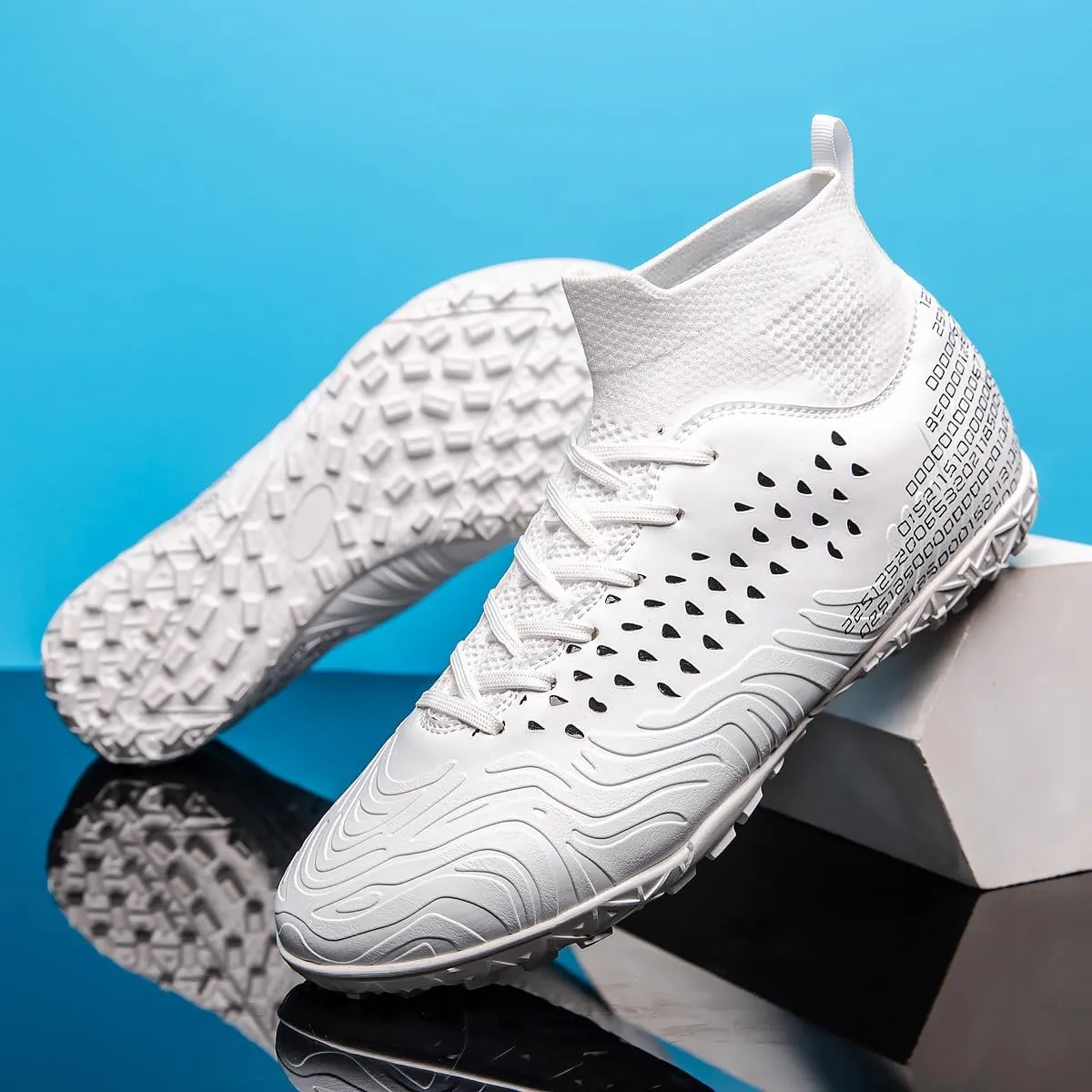 Men's Soccer Shoes Football Cleats High-Tops Lace-Up Non-Slip Spikes AG/FG Sports Athletic Futsal Rugby Baseball Lacrosse Sneaker Shoes Size 4.5-14