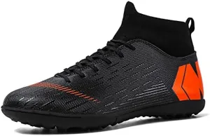 Men's Soccer Shoes Football Cleats with Lace-Up High-Tops Non-Slip Spikes