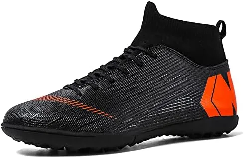 Men's Soccer Shoes Football Cleats with Lace-Up High-Tops Non-Slip Spikes