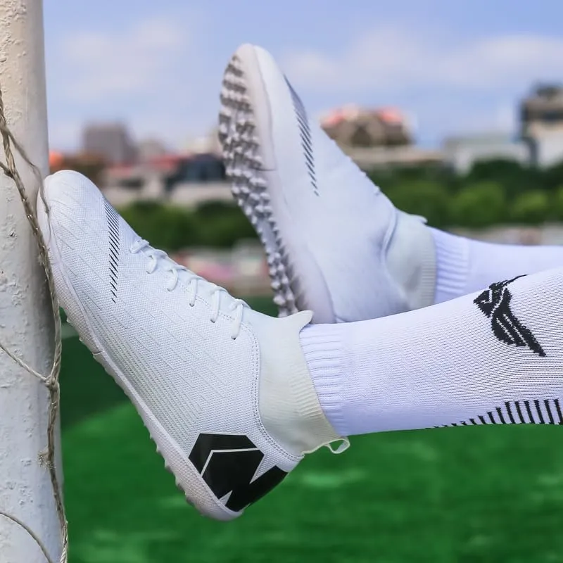 Men's Soccer Shoes Football Cleats with Lace-Up High-Tops Non-Slip Spikes
