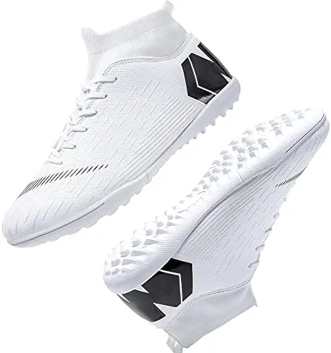 Men's Soccer Shoes Football Cleats with Lace-Up High-Tops Non-Slip Spikes