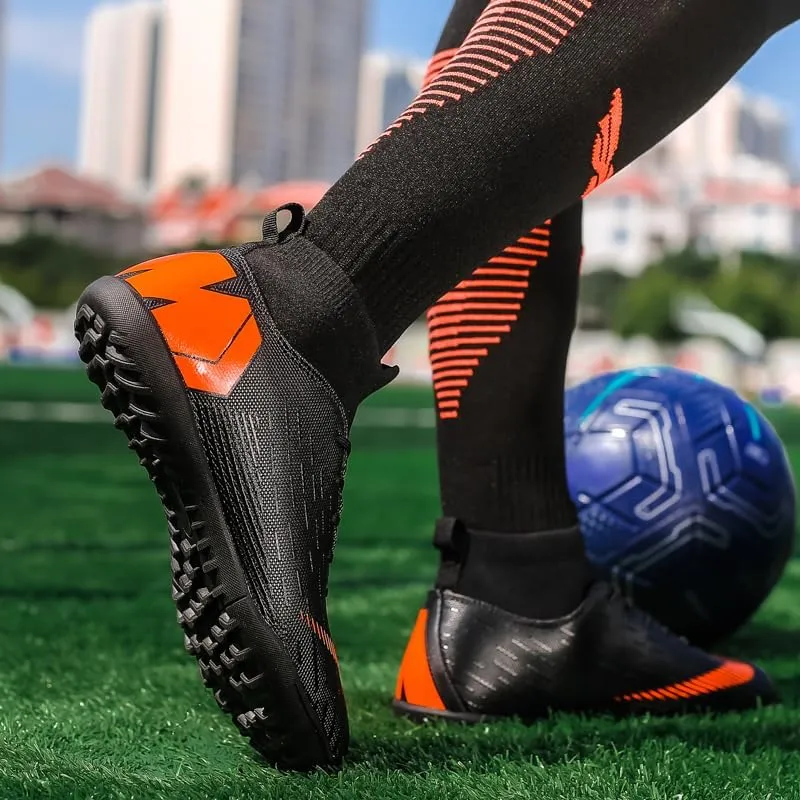 Men's Soccer Shoes Football Cleats with Lace-Up High-Tops Non-Slip Spikes