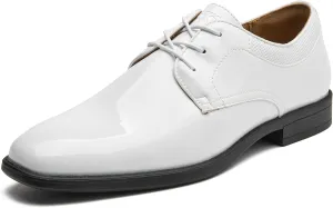 Men's Tuxedo Dress Shoes Patent Leather Oxfords Classic Formal Suit Shoes with Lace-Up