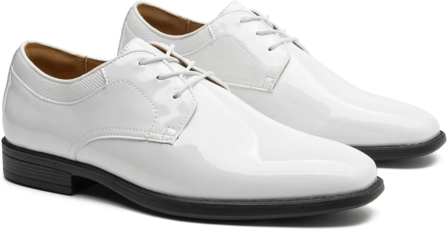 Men's Tuxedo Dress Shoes Patent Leather Oxfords Classic Formal Suit Shoes with Lace-Up