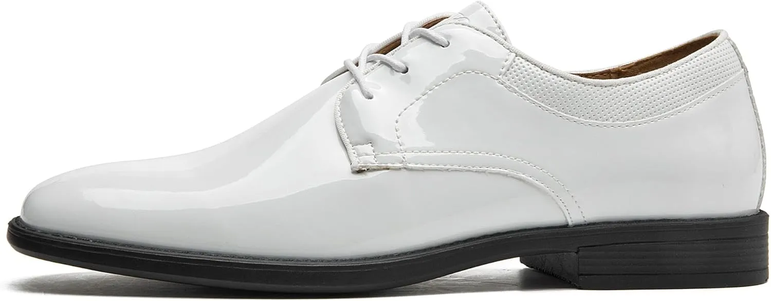 Men's Tuxedo Dress Shoes Patent Leather Oxfords Classic Formal Suit Shoes with Lace-Up