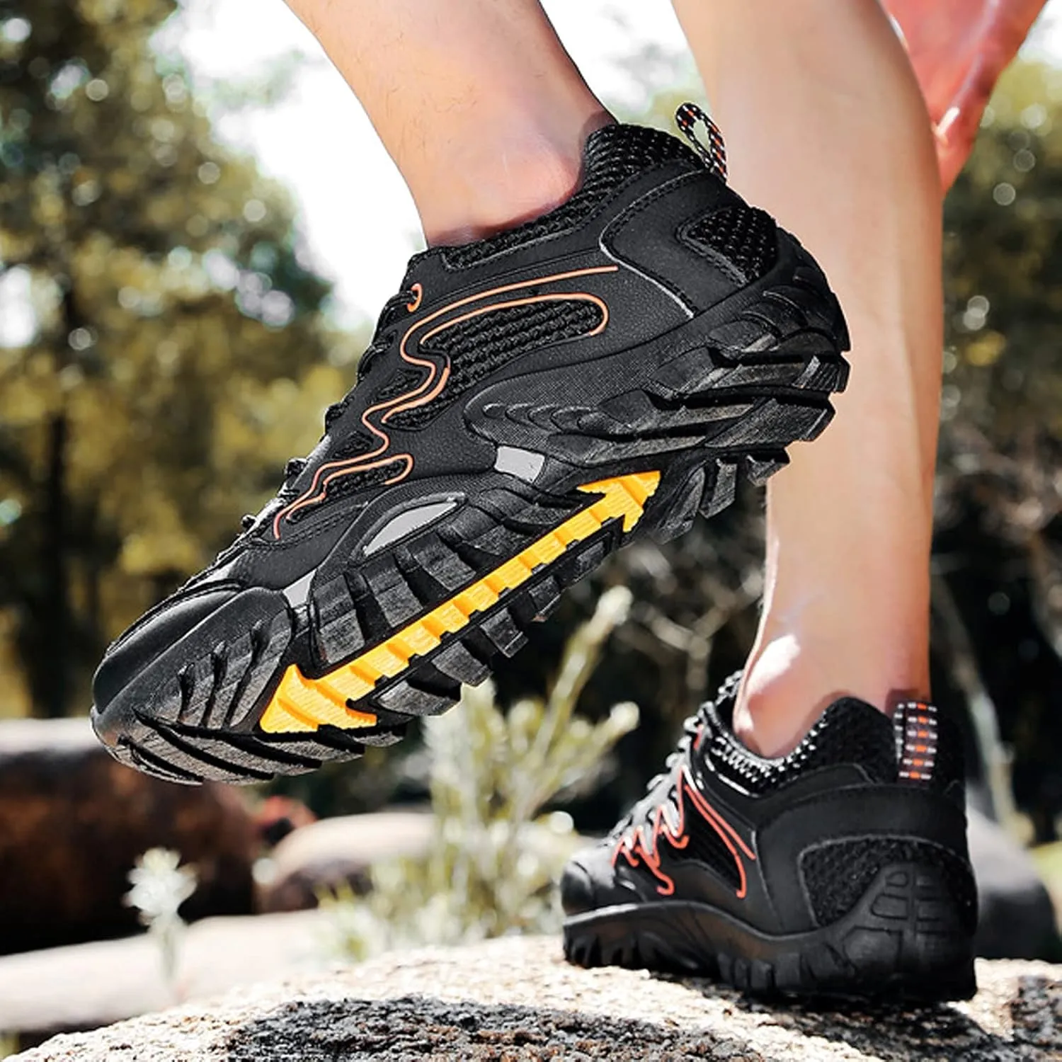 Mens Walking Boots Lightweight Walking Shoes Breathable Womens Hiking Shoes Non-Slip Outdoor Trekking Hiking Shoes