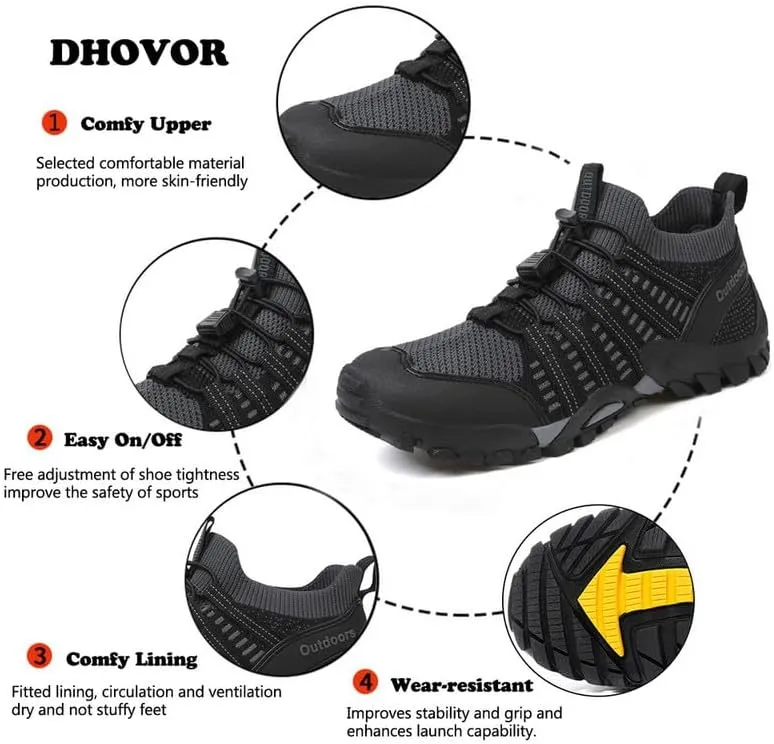 Mens Water Shoes Anti-Slip Hiking Shoes Quick Drying Sports Aqua Barefoot Shoes Breathable Climbing Shoes Outdoor Walking Fishing Shoes