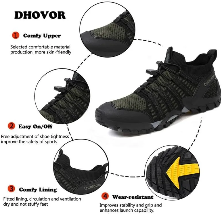Mens Water Shoes Anti-Slip Hiking Shoes Quick Drying Sports Aqua Barefoot Shoes Breathable Climbing Shoes Outdoor Walking Fishing Shoes
