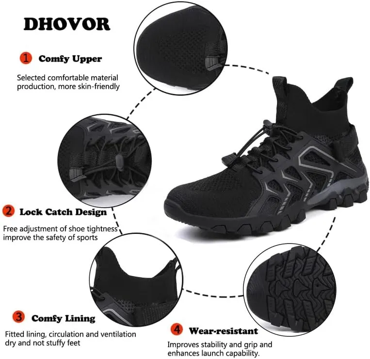 Mens Water Shoes Breathable Hiking Water Shoes Quick Drying Sports Aqua Barefoot Shoes Anti-Slip Climbing Shoes Outdoor Fishing Shoes
