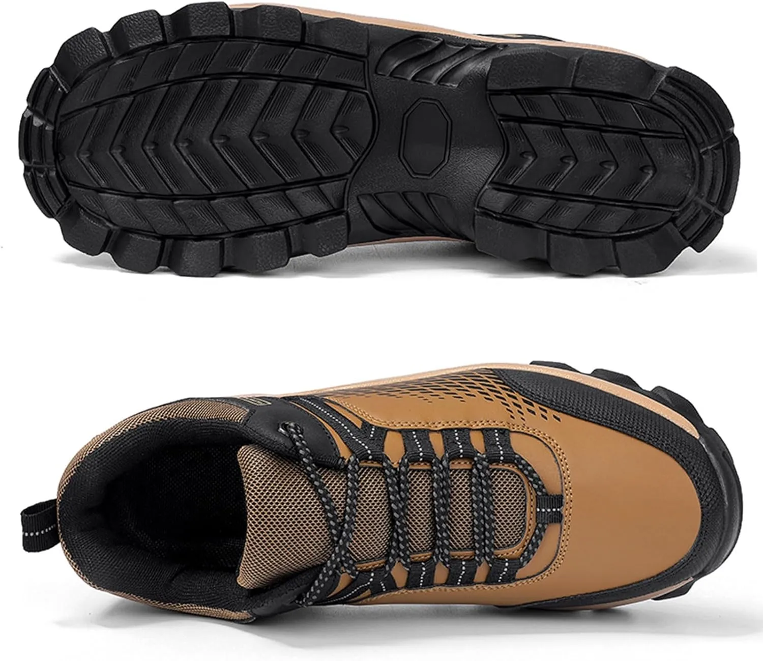 Men's Waterproof Hiking Shoes Leather Low-Top Hiking Shoes for Outdoor Climbing Trekking Camping Walking Mountaineering Boots with Arch Support Men Daily Work Shoe