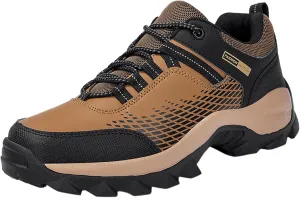 Men's Waterproof Hiking Shoes Leather Low-Top Hiking Shoes for Outdoor Climbing Trekking Camping Walking Mountaineering Boots with Arch Support Men Daily Work Shoe