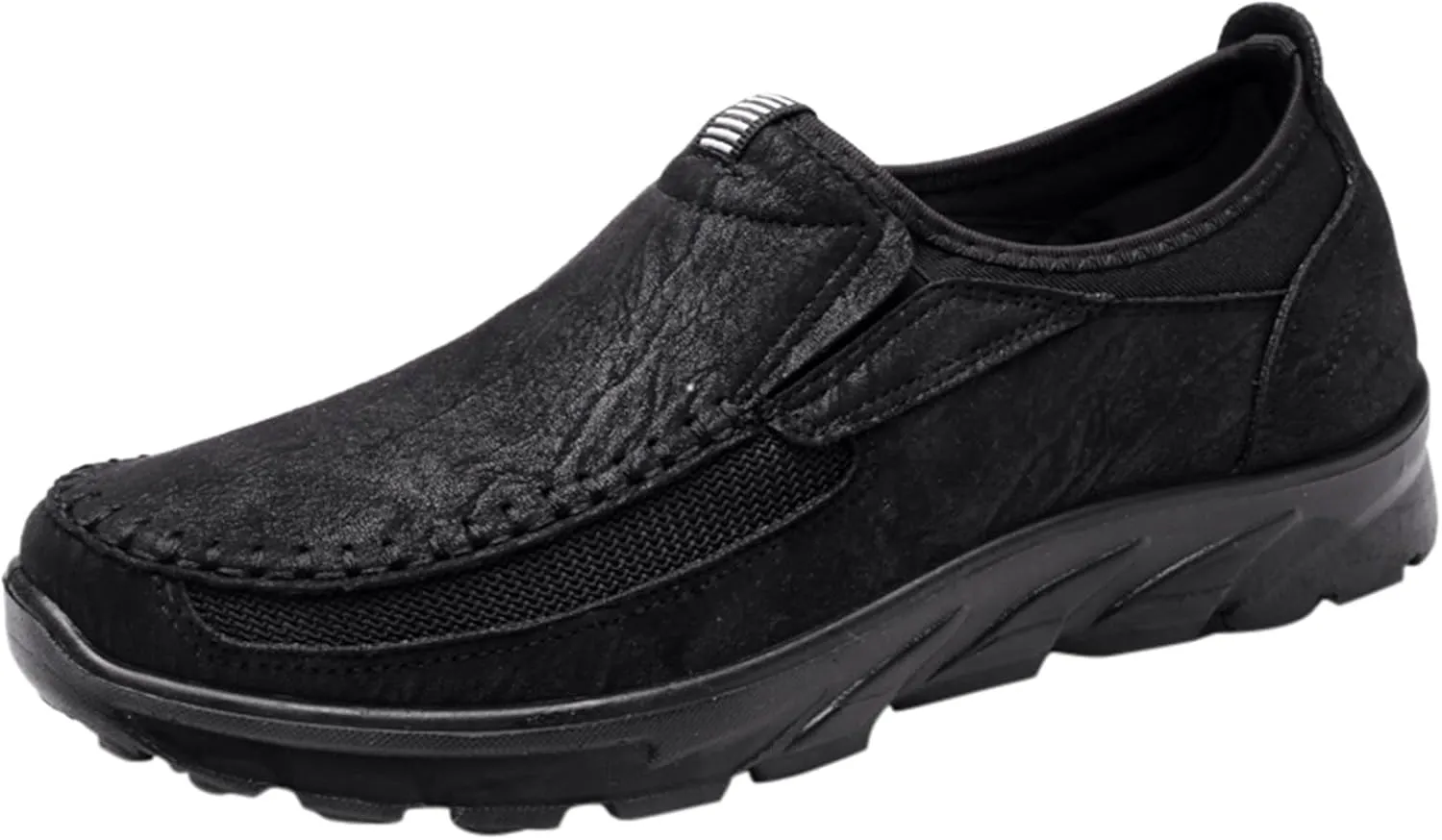 Men's Waterproof Hiking Shoes Slip On Leather Non Slip Outdoor Walking Climbing Casual Loafers Comfortable Work Business Shoes for Men All Day Workout Long Standing