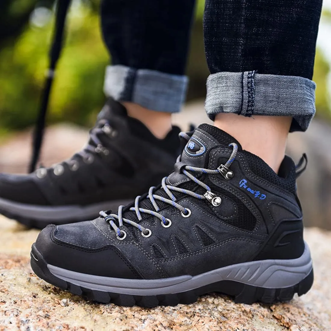 Mens Waterproof Walking Shoes Quick Drying Hiking Footwear Outdoor Shoes Rubber Sole Camping Hiking