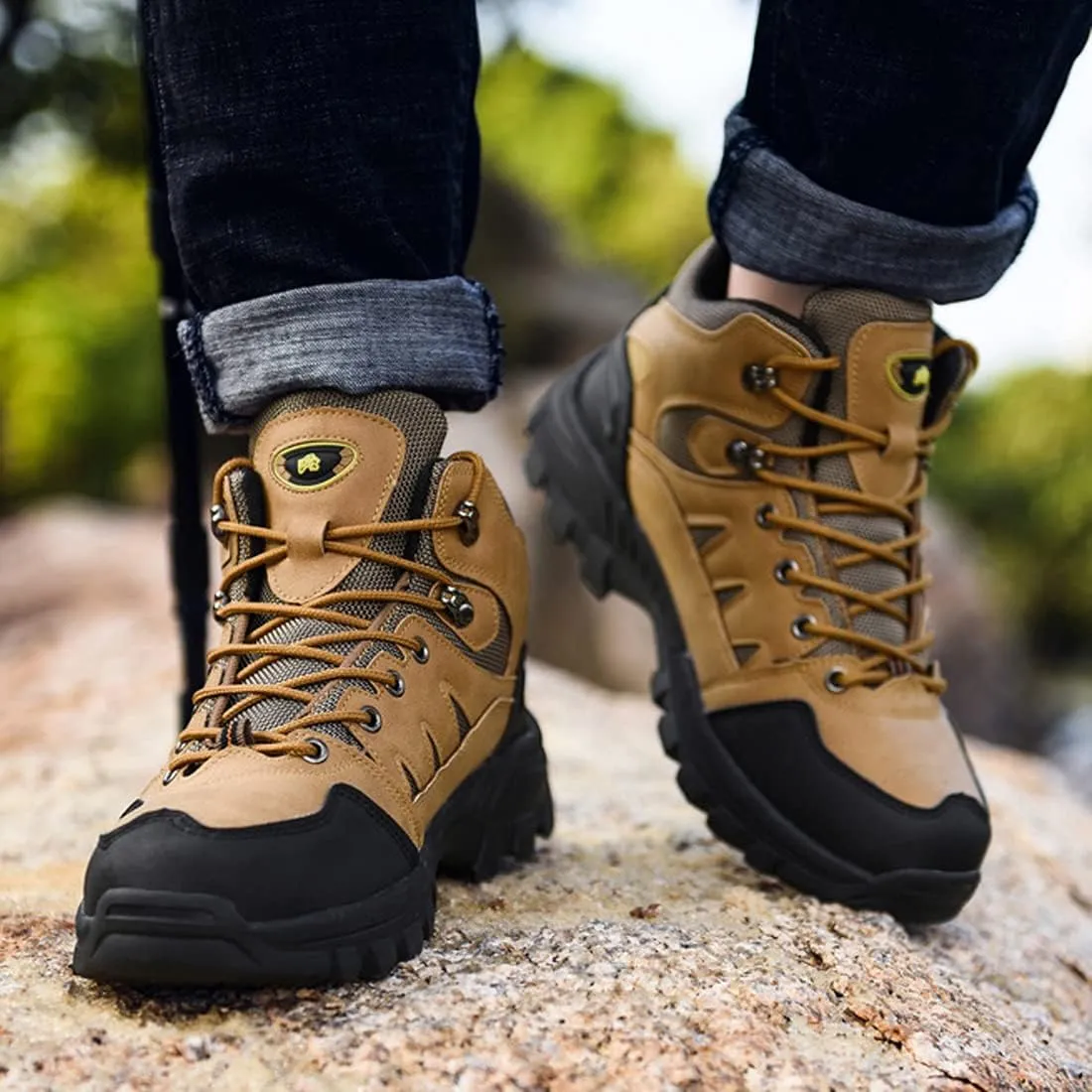 Mens Waterproof Walking Shoes Quick Drying Hiking Footwear Outdoor Shoes Rubber Sole Camping Hiking