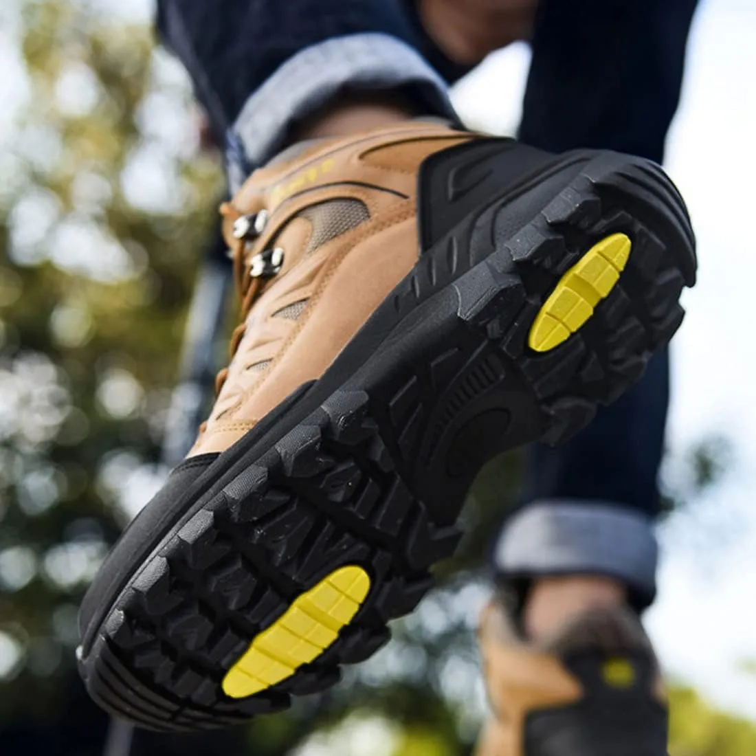 Mens Waterproof Walking Shoes Quick Drying Hiking Footwear Outdoor Shoes Rubber Sole Camping Hiking