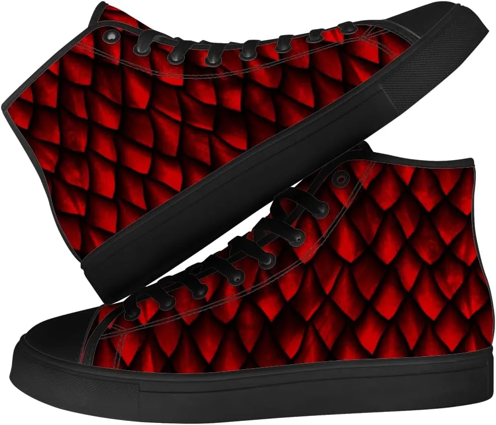 Men's Women's Dragon Scales High Top Canvas Shoes Dragon High Top Sneakers Lace Up Casual Shoes Gifts for Men Women