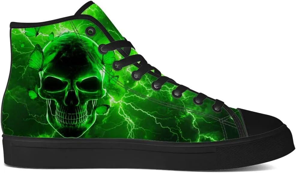 Men's Women's Gothic Skull High Top Sneakers Canvas Shoes Skull Shoes Gifts for Men Women