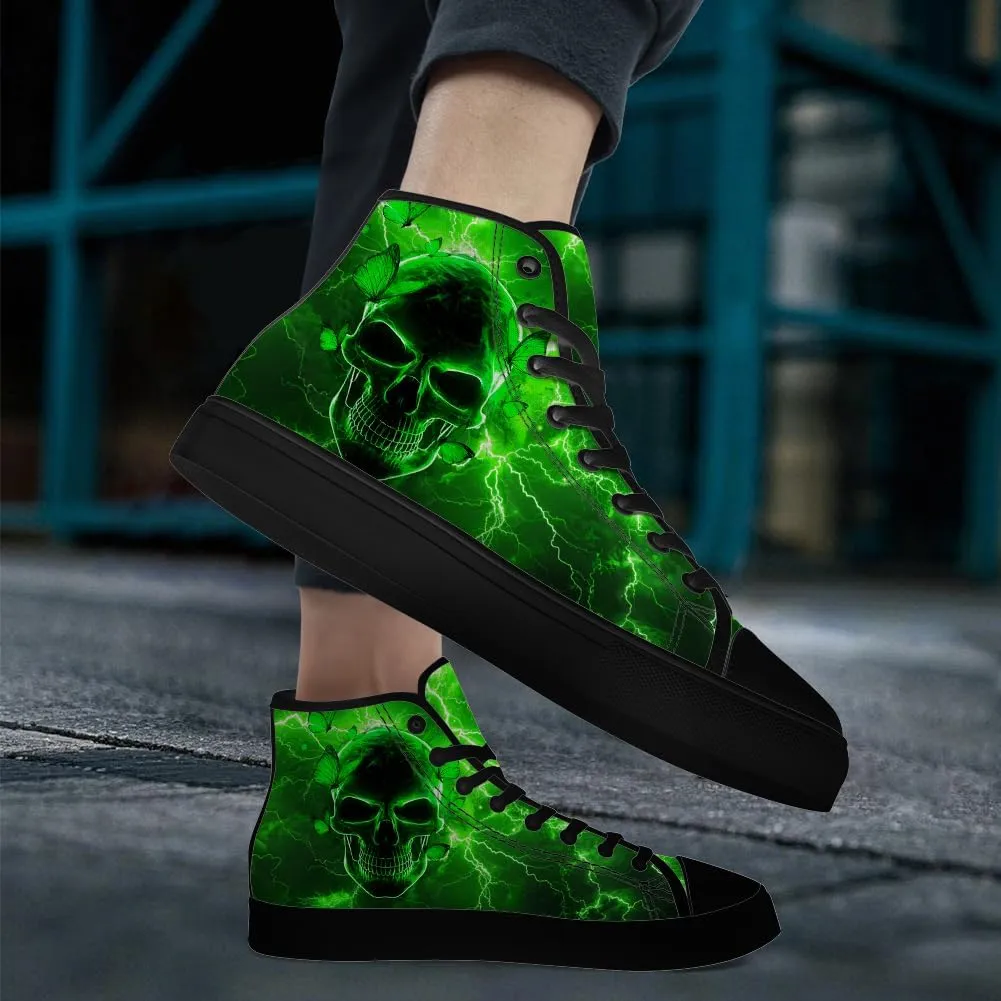 Men's Women's Gothic Skull High Top Sneakers Canvas Shoes Skull Shoes Gifts for Men Women