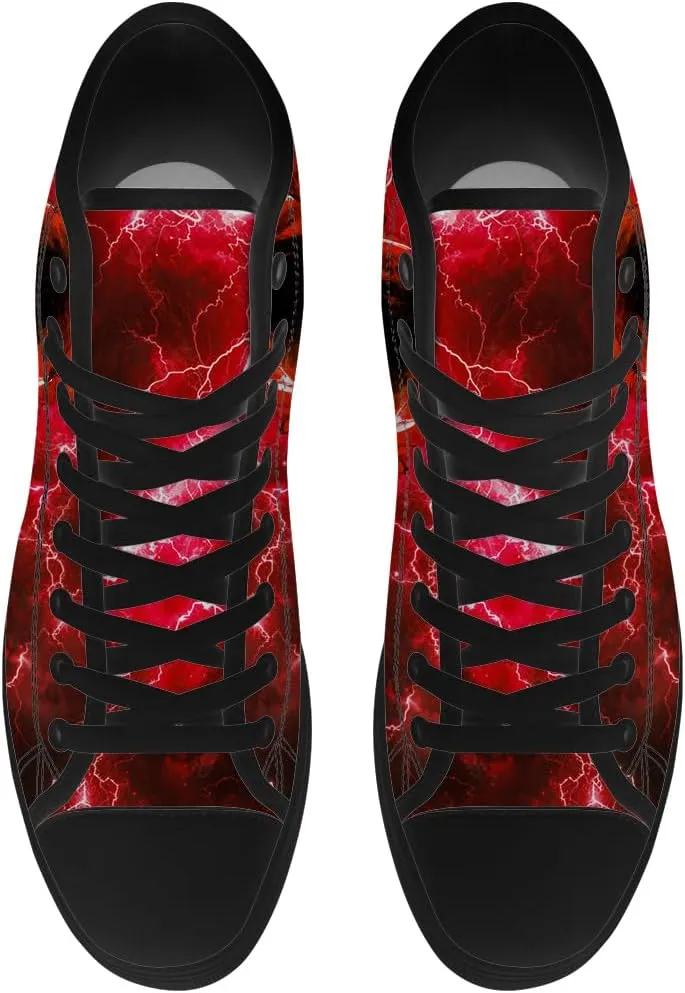Men's Women's Gothic Skull High Top Sneakers Canvas Shoes Skull Shoes Gifts for Men Women