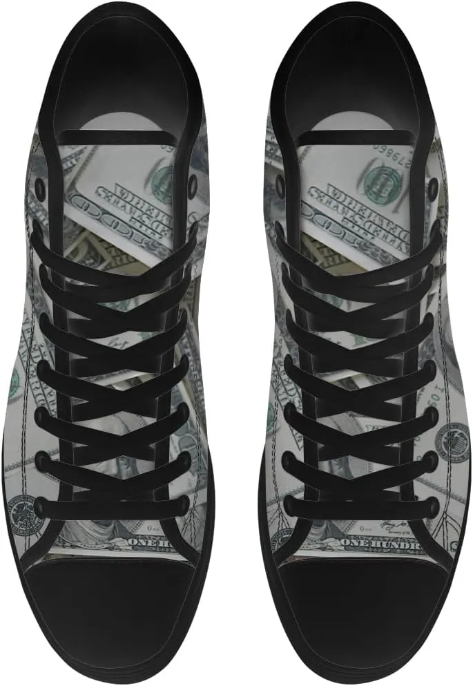 Money Shoes for Men Women Dollar High Top Canvas Sneakers Lace Up Casual Walking Shoes Gifts for Boyfriend Girlfriend