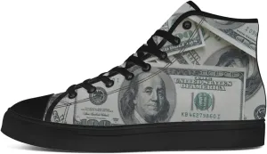 Money Shoes for Men Women Dollar High Top Canvas Sneakers Lace Up Casual Walking Shoes Gifts for Boyfriend Girlfriend
