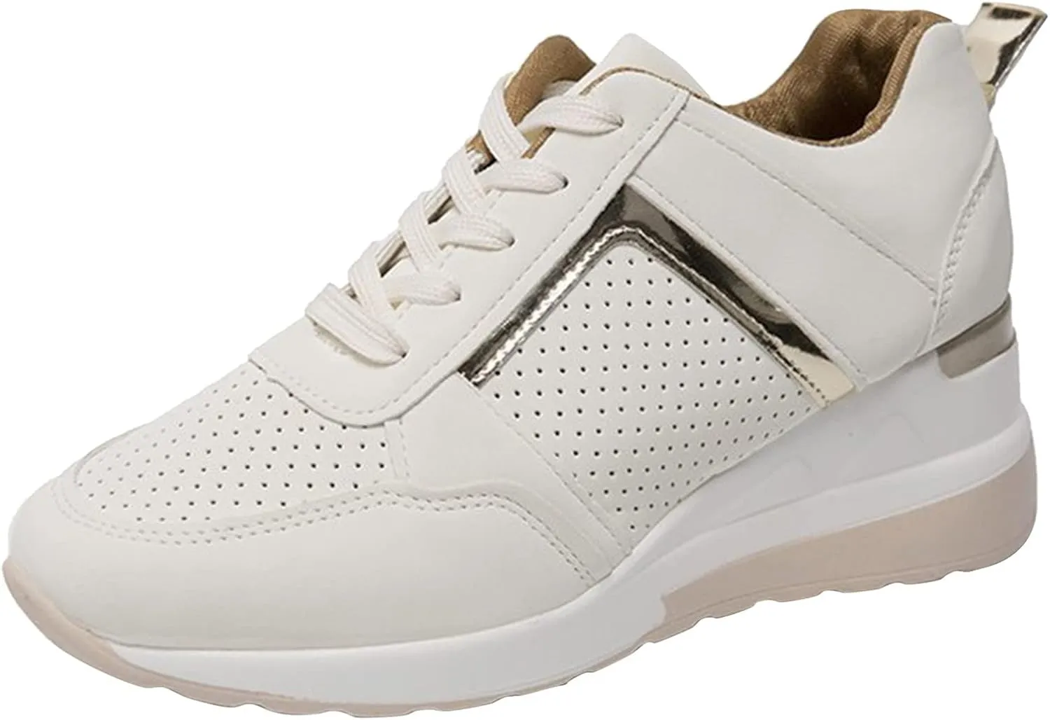 Non Slip Gym Workout Shoes Ladies Summer Fashion Leather Lace Up Round Head Comfortable Fashion Sneakers