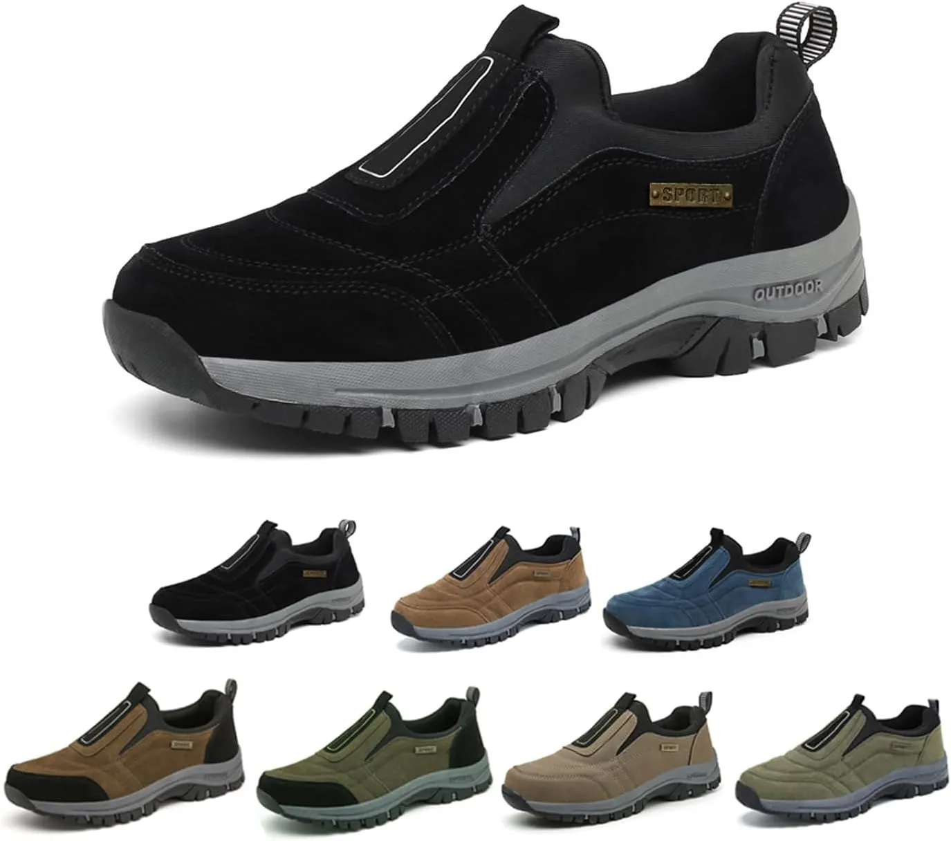 Orthopedic Walking Shoes Mens, Hiking Shoes for Men Comfortable Waterproof Breathable, Outdoor Slip On Hiking Shoes
