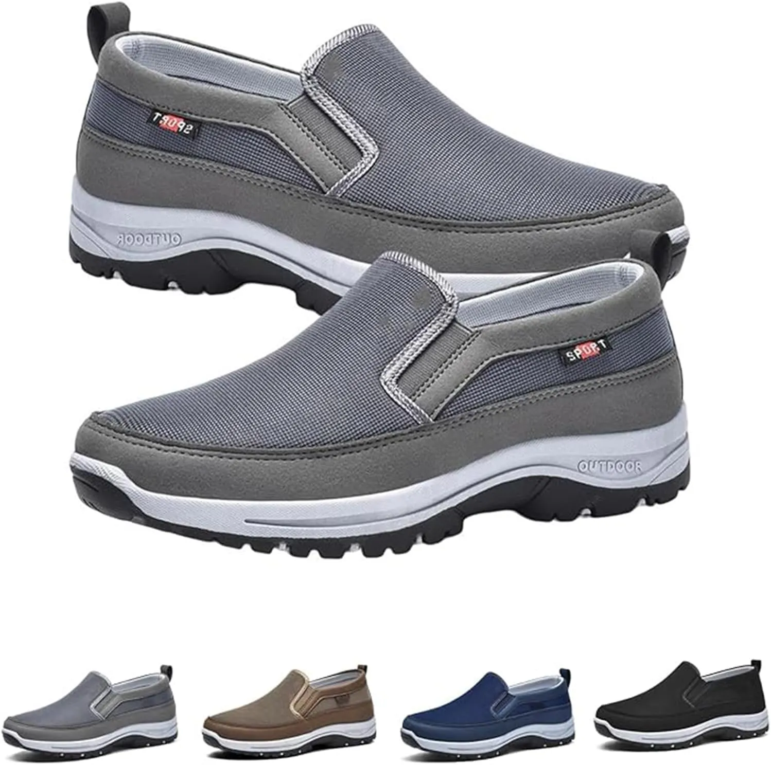 Orthoture Mens Shoes, Orthoture Shoes, Arch Support Orthopedic Slip-on Running Hiking Sneakers Comfortable Hiking Loafers