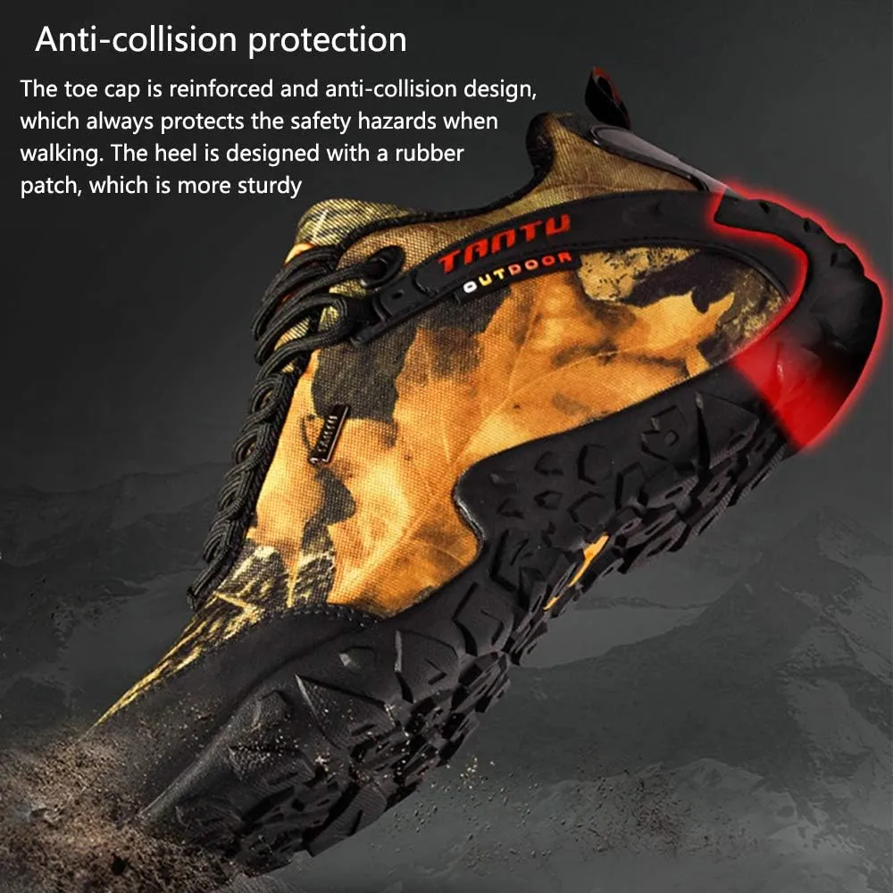 Outdoor Camouflage Low-top Hiking Shoes, Waterproof and Wear-Resistant Hiking Camping Boots, Men's Hiking Boots, Rock Climbing Running Shoes (Black 40)
