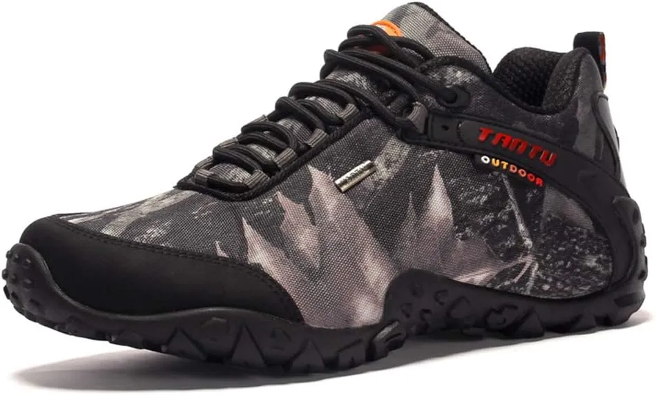 Outdoor Camouflage Low-top Hiking Shoes, Waterproof and Wear-Resistant Hiking Camping Boots, Men's Hiking Boots, Rock Climbing Running Shoes (Black 40)