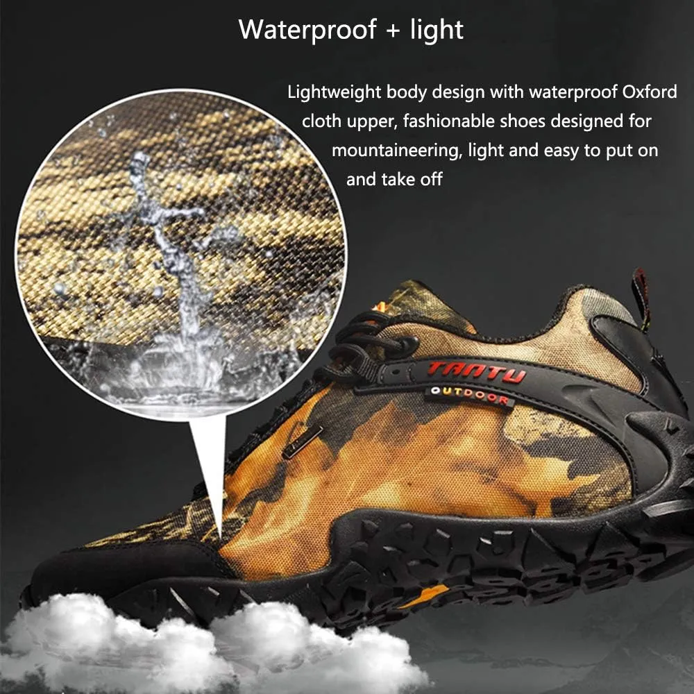 Outdoor Camouflage Low-top Hiking Shoes, Waterproof and Wear-Resistant Hiking Camping Boots, Men's Hiking Boots, Rock Climbing Running Shoes (Black 41)