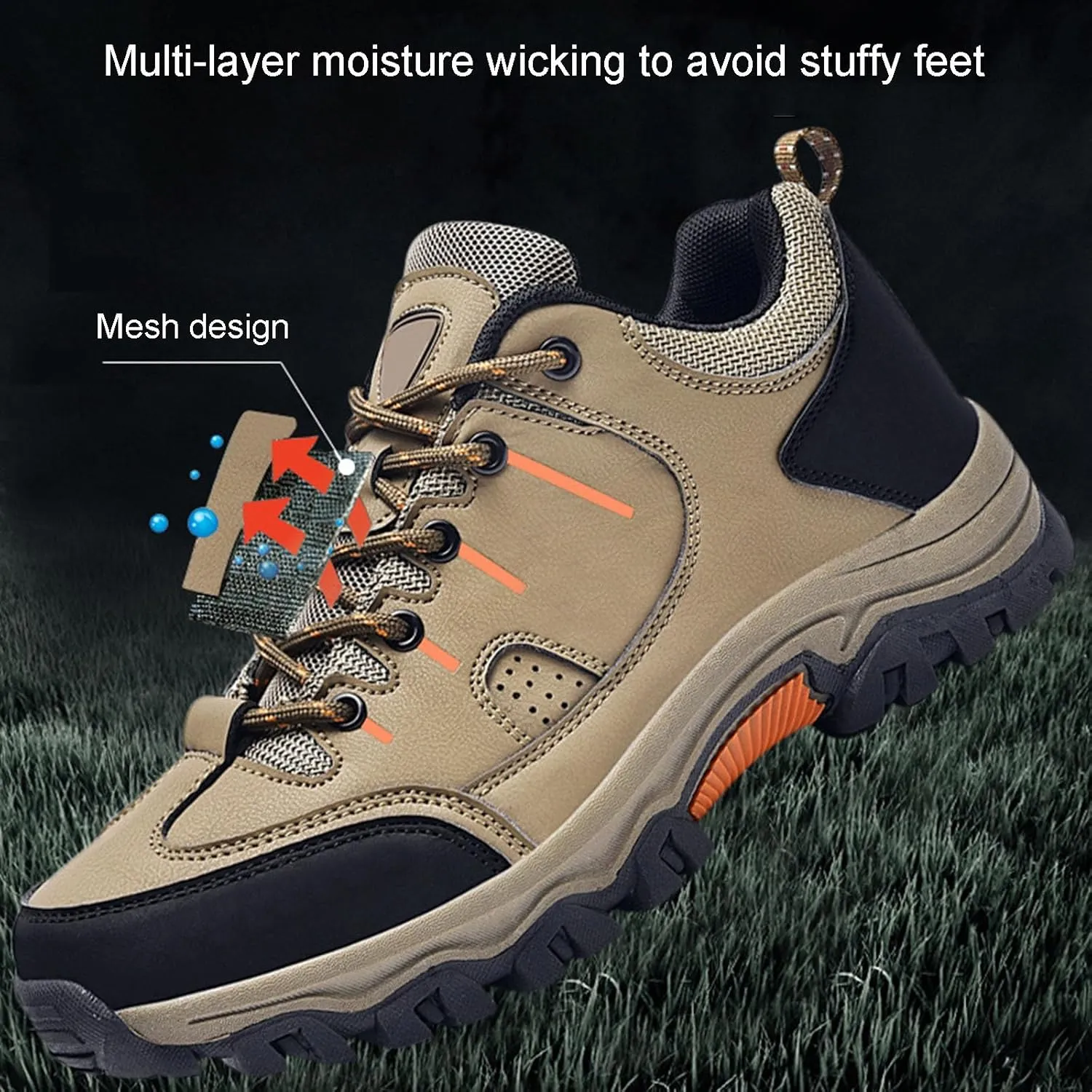 Outdoor Hiking Shoes, Men's Mountaineering Outdoor Shoes Sports Casual Hiking Shoes Dad Lightweight Travel Shoes