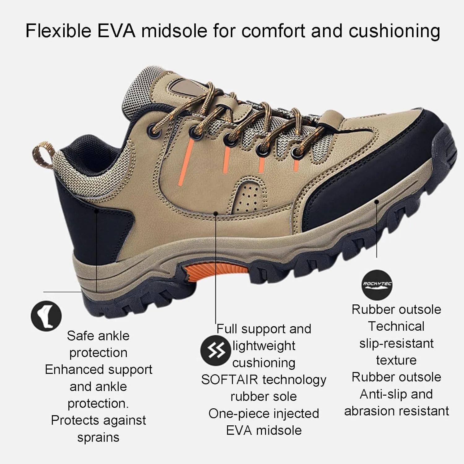 Outdoor Hiking Shoes, Men's Mountaineering Outdoor Shoes Sports Casual Hiking Shoes Dad Lightweight Travel Shoes