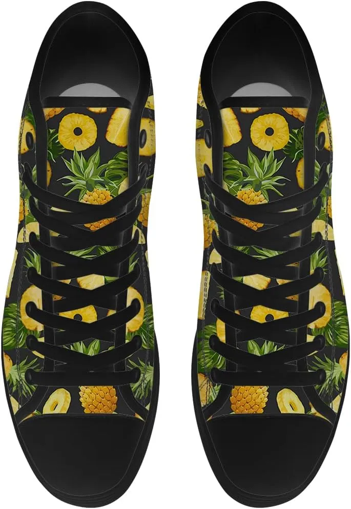 Pineapple Shoes Tropical High Top Canvas Sneakers Lace Up Casual Walking Shoes Gifts for Men Women