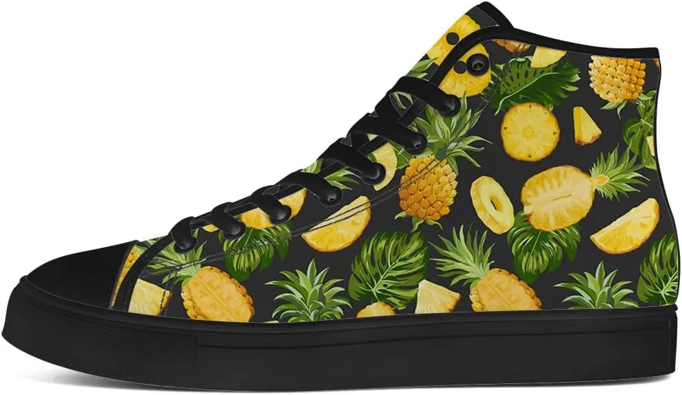 Pineapple Shoes Tropical High Top Canvas Sneakers Lace Up Casual Walking Shoes Gifts for Men Women